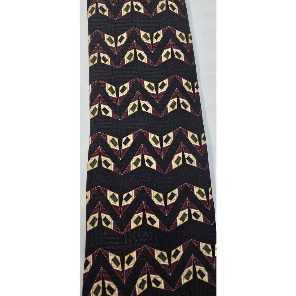Bill Blass Tie Mens Vintage Black‎ Label Burgundy Gold Retro Silk